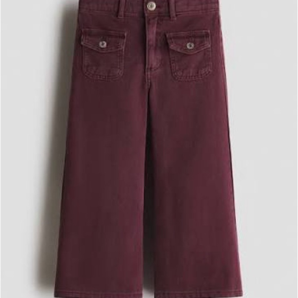 H&M Girls Wide Leg Pull-On Cargo Pants - Burgundy 4T NWT
